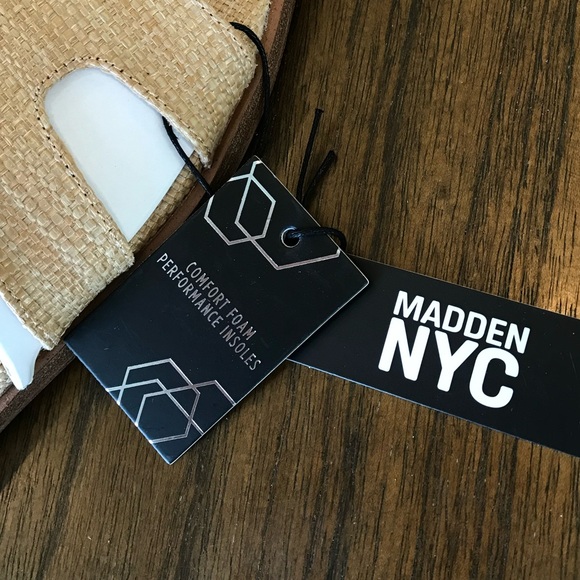 🔴 4/$15 Madden NYC Women's Tan Beige Raffia Open Toe Slides Sandals size 9 NWT - Picture 13 of 14